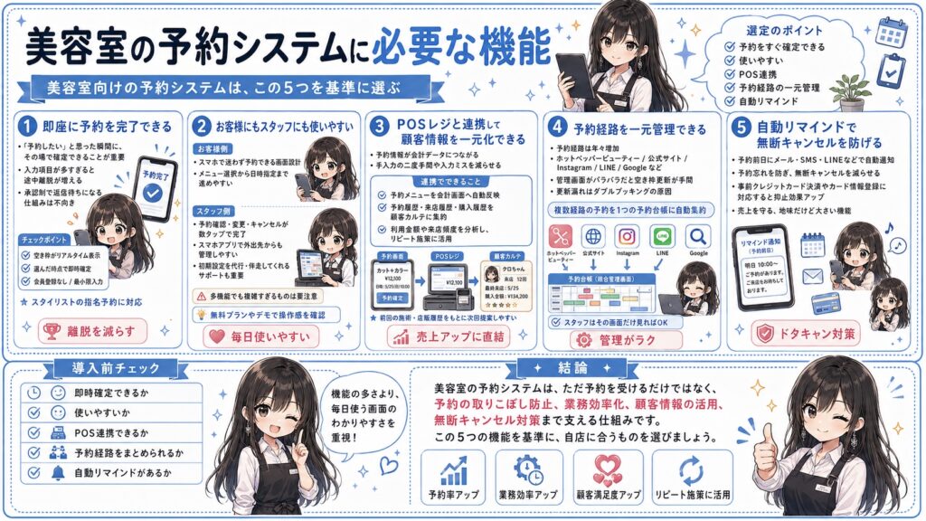 美容室の予約システムに必要な機能