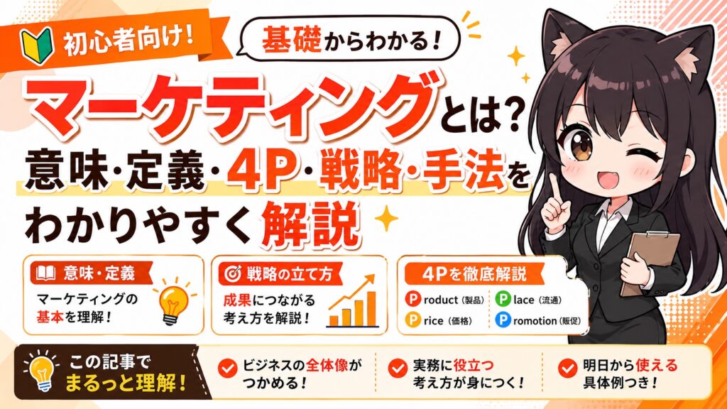 マーケティングとは？意味・定義・4P・戦略・手法をわかりやすく解説