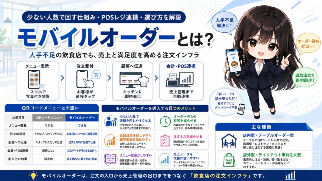 モバイルオーダーとは？少ない人数で回す仕組み・POSレジ連携・選び方を解説