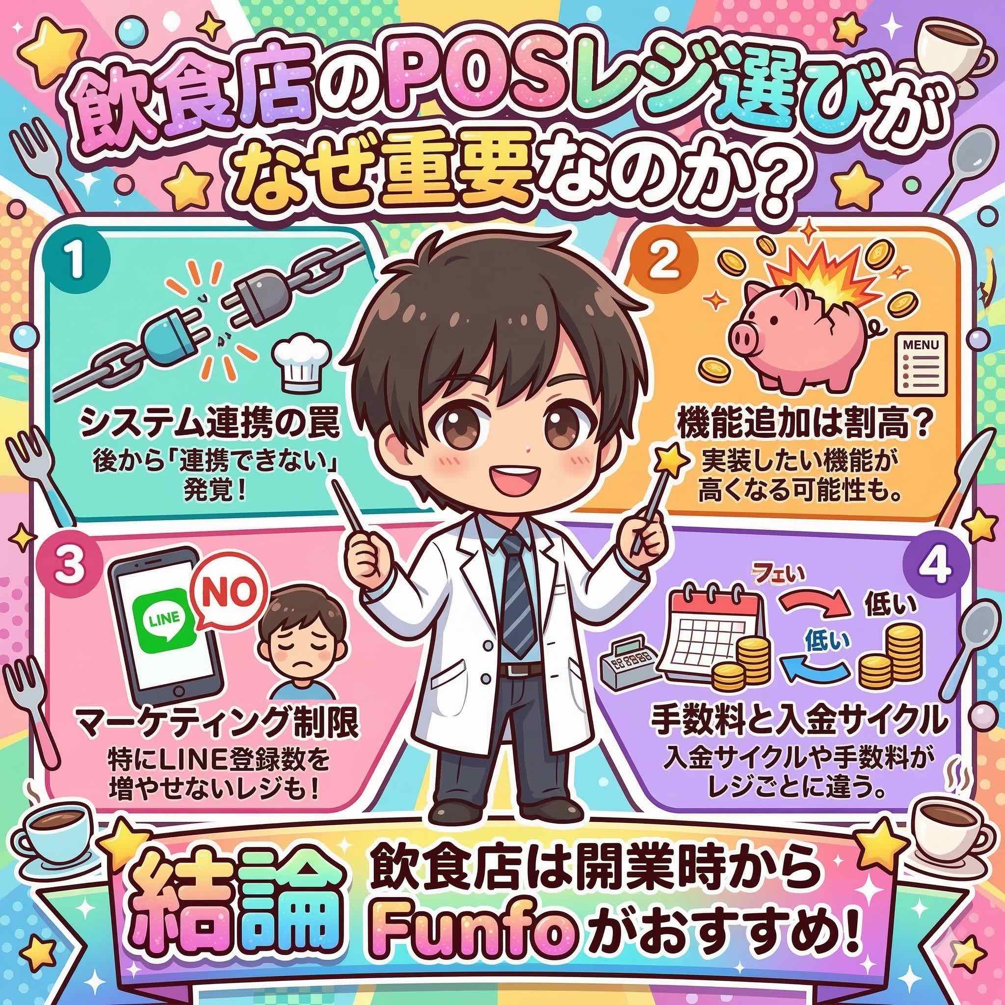 飲食店のPOSレジ選びがなぜ重要なのか？4つの注意点を解説するインフォグラフィック