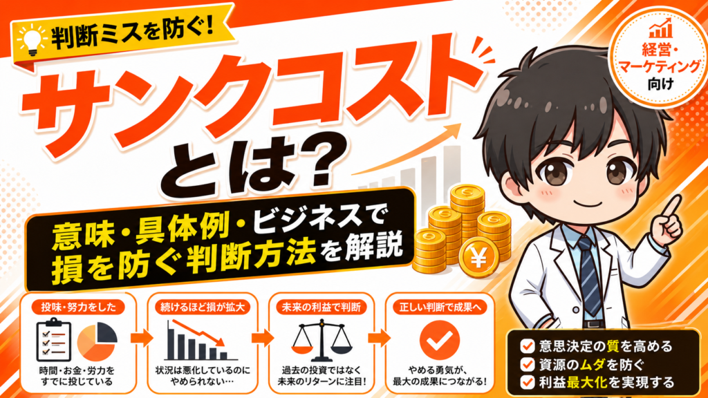 サンクコストとは？意味・具体例・ビジネスで損を防ぐ判断方法を解説