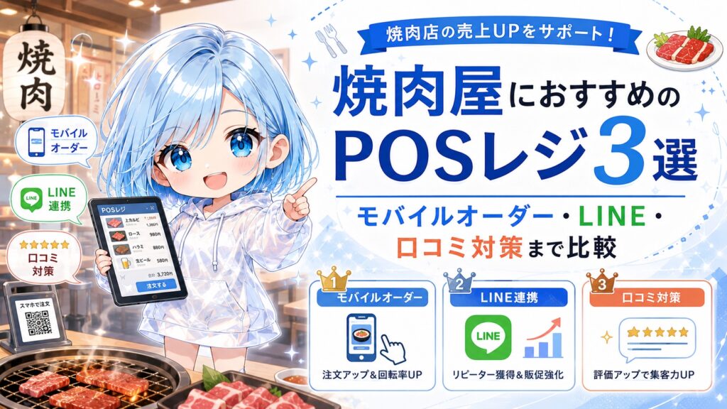 焼肉屋におすすめのPOSレジ3選｜モバイルオーダー・LINE・口コミ対策まで比較
