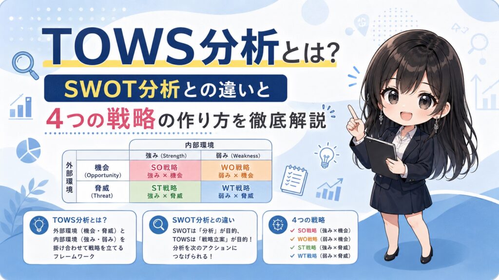 TOWS分析とは？SWOT分析との違いと4つの戦略の作り方を徹底解説
