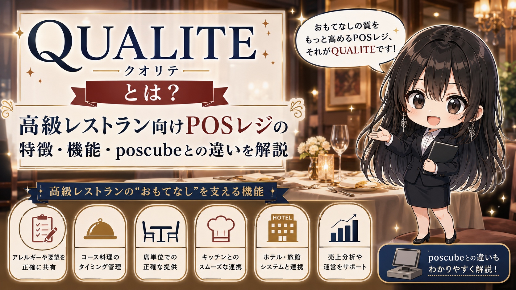QUALITE（クオリテ）とは？高級レストラン向けPOSレジの特徴・機能・poscubeとの違いを解説