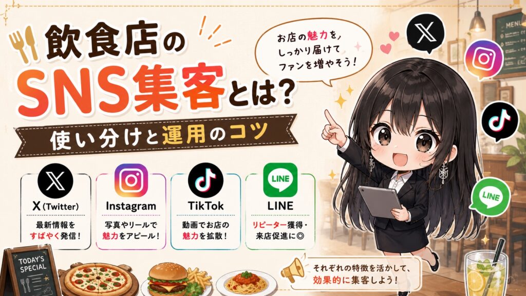 飲食店のSNS集客とは？X・Instagram・TikTok・LINEの使い分けと運用のコツ