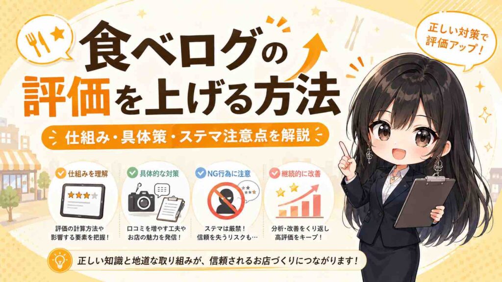 食べログの評価を上げる方法｜仕組み・具体策・ステマ注意点を解説