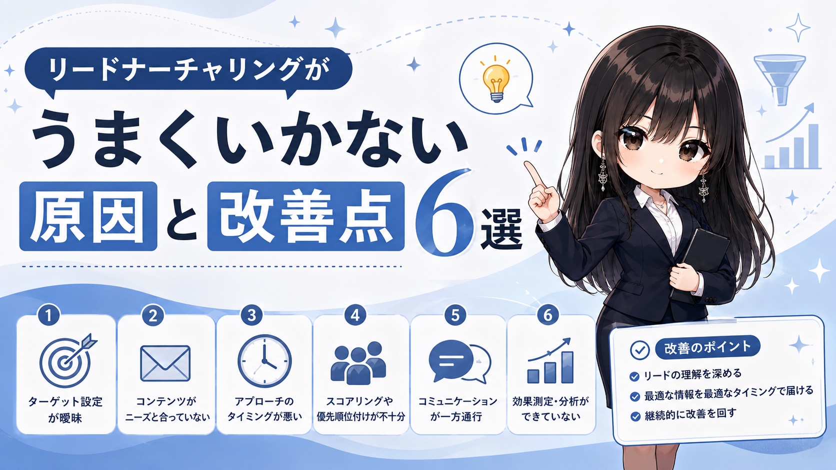 リードナーチャリングがうまくいかない原因と改善点6選