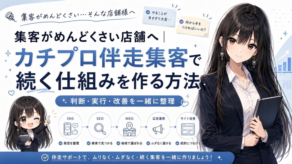 集客がめんどくさい店舗へ｜カチプロ伴走集客で続く仕組みを作る方法