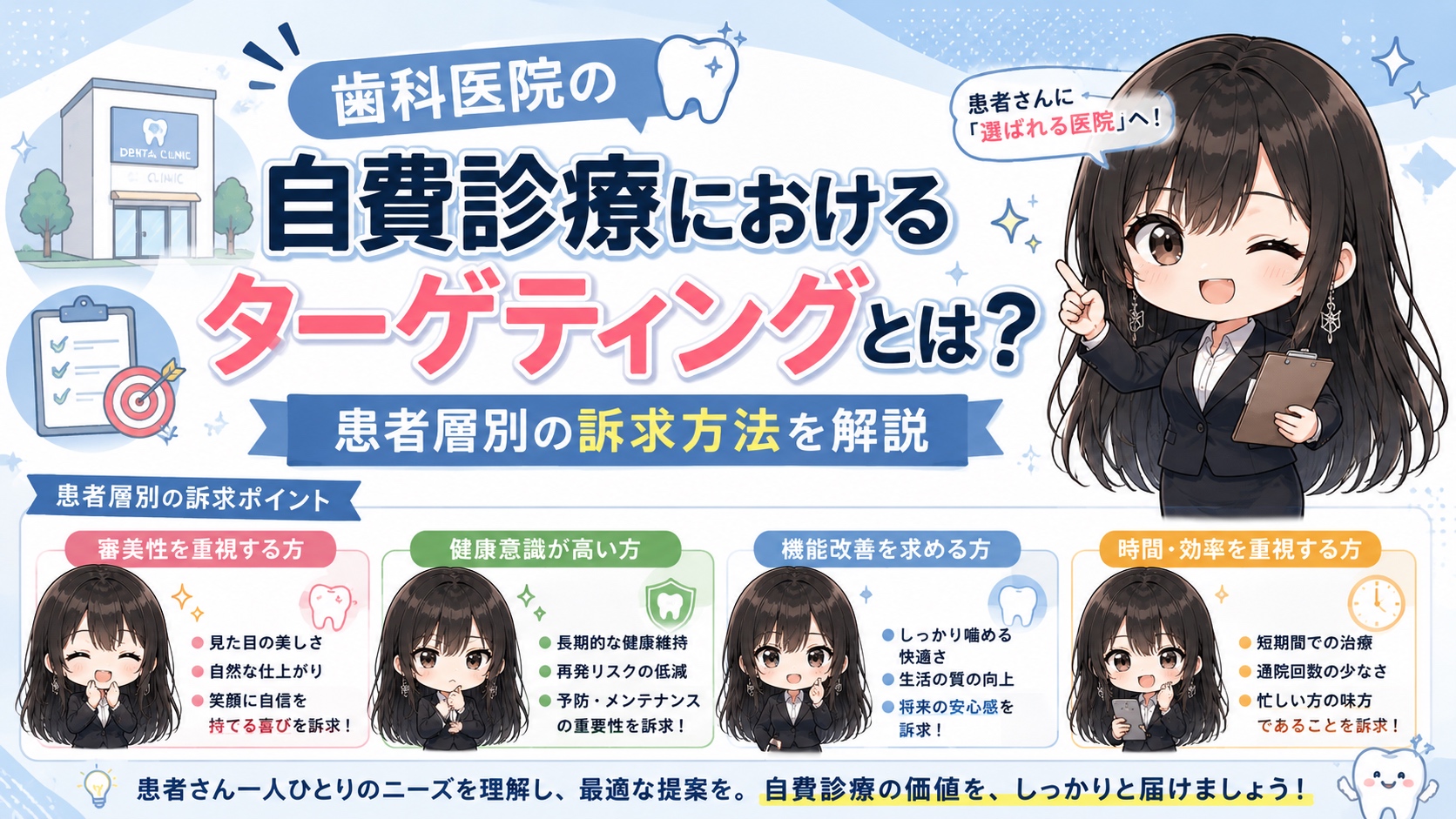 歯科医院の自費診療におけるターゲティングとは？患者層別の訴求方法を解説