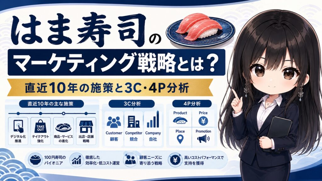 はま寿司のマーケティング戦略とは？直近10年の施策と3C・4P分析