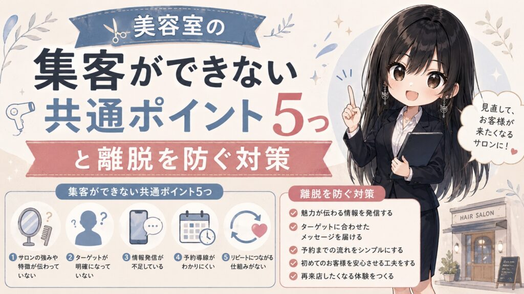 美容室の集客ができない共通ポイント5つと離脱を防ぐ対策