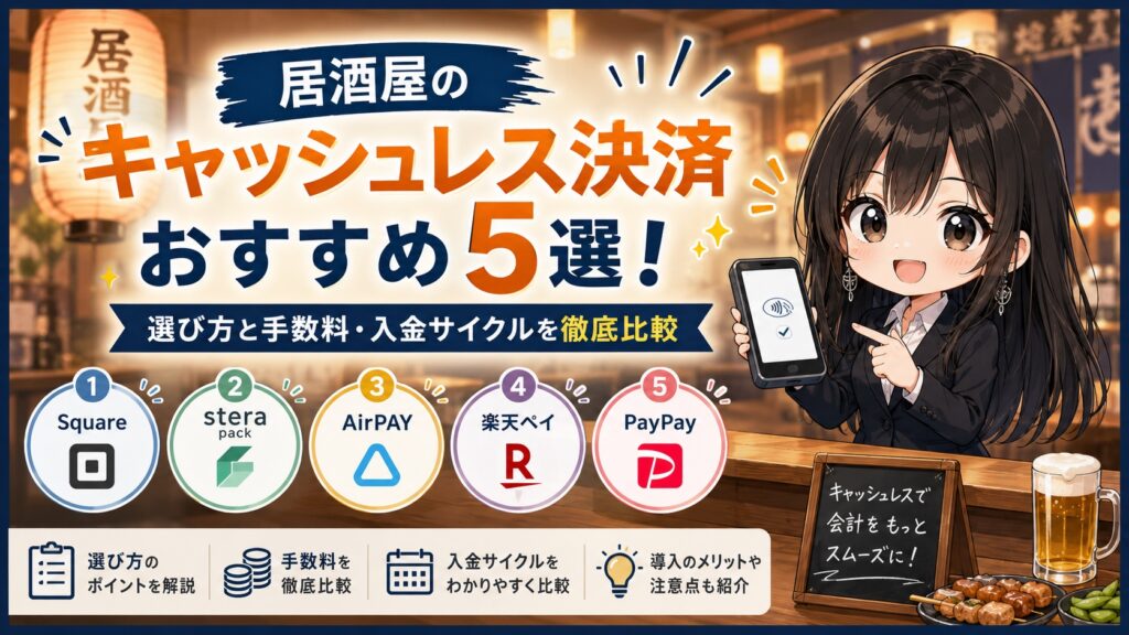 居酒屋のキャッシュレス決済おすすめ5選！選び方と手数料・入金サイクルを徹底比較
