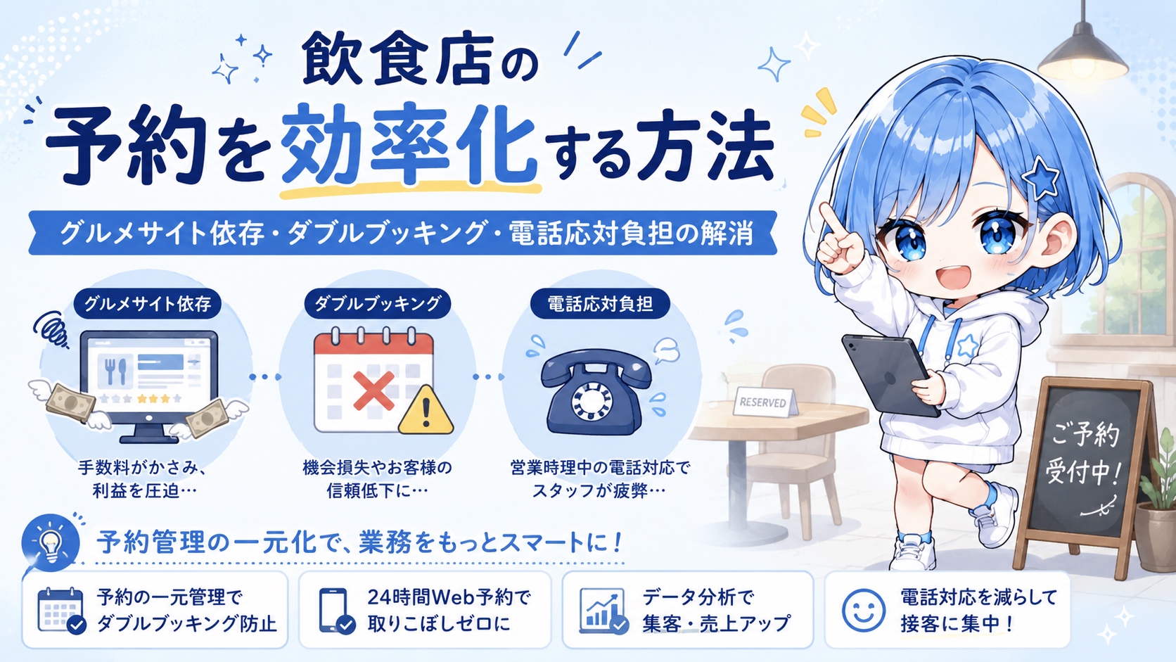 飲食店の予約を効率化する方法-グルメサイト依存・ダブルブッキング・電話応対負担の解消