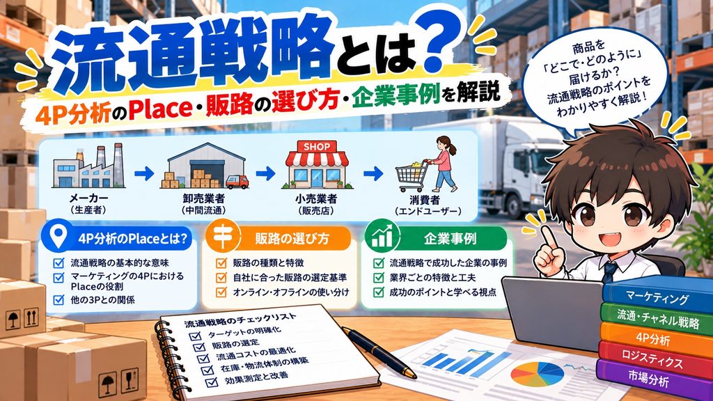 流通戦略とは？4P分析のPlace・販路の選び方・企業事例を解説