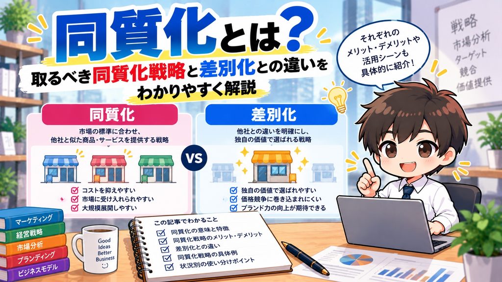 同質化とは？取るべき同質化戦略と差別化との違いをわかりやすく解説