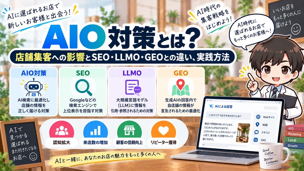 AIO対策とは？店舗集客への影響とSEO・LLMO・GEOとの違い、実践方法