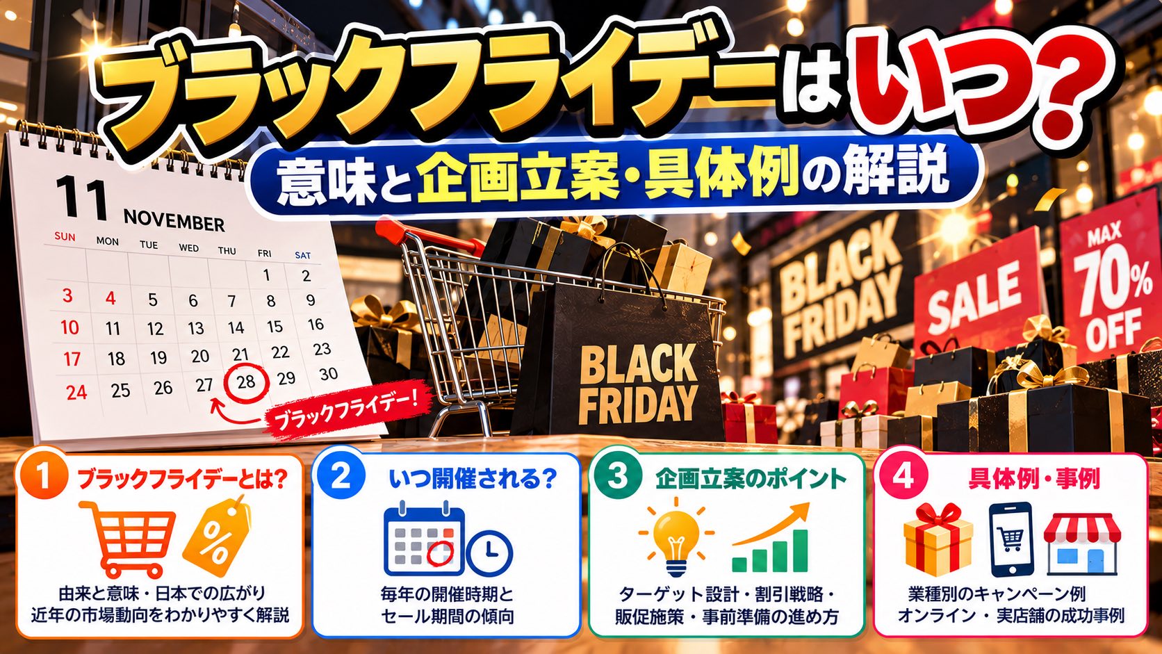 ブラックフライデーはいつ？意味と企画立案・具体例の解説