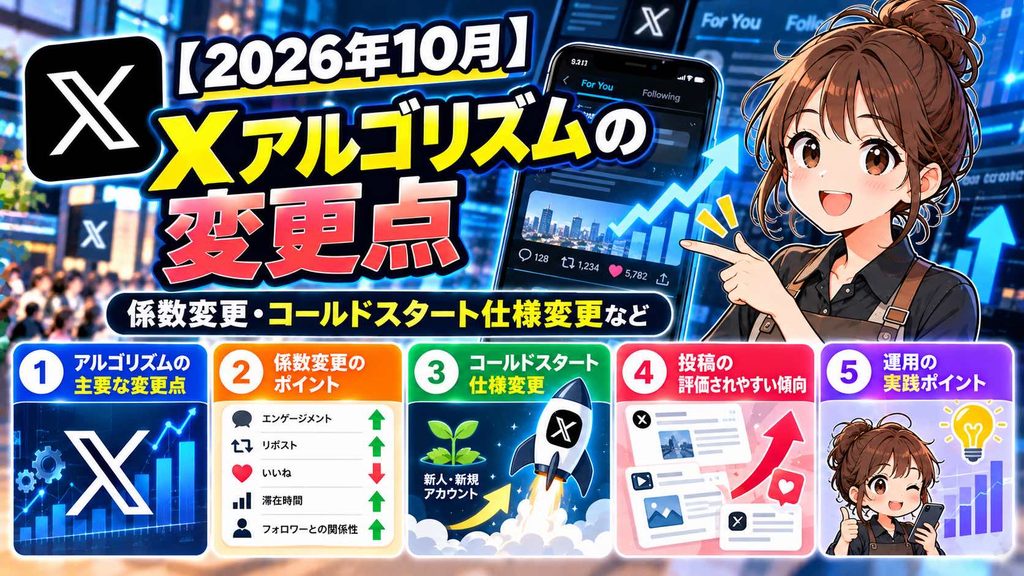 【2026年10月】Xアルゴリズムの変更点｜係数変更・コールドスタート仕様変更など