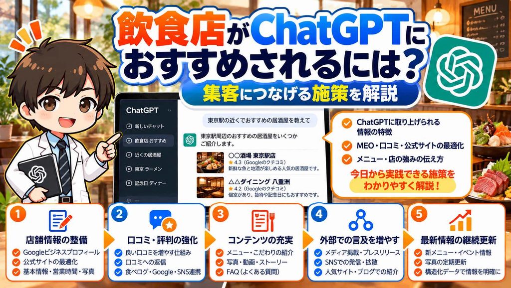 飲食店がChatGPTにおすすめされるには？集客につなげる施策を解説
