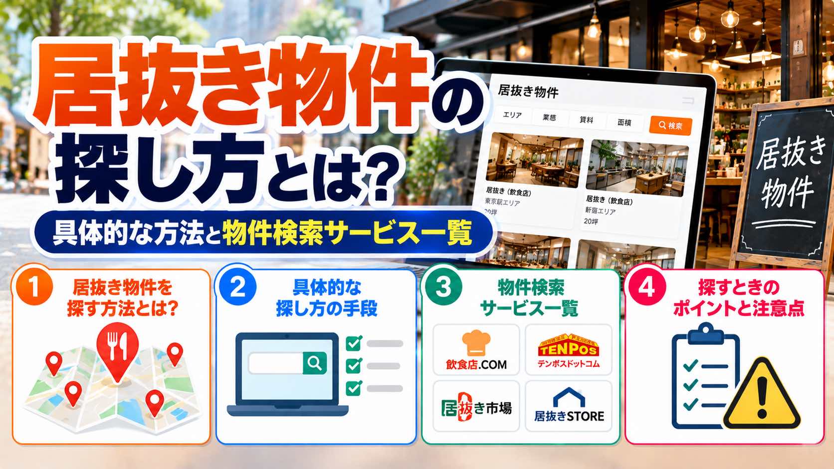 居抜き物件の探し方とは？具体的な方法と物件検索サービス一覧