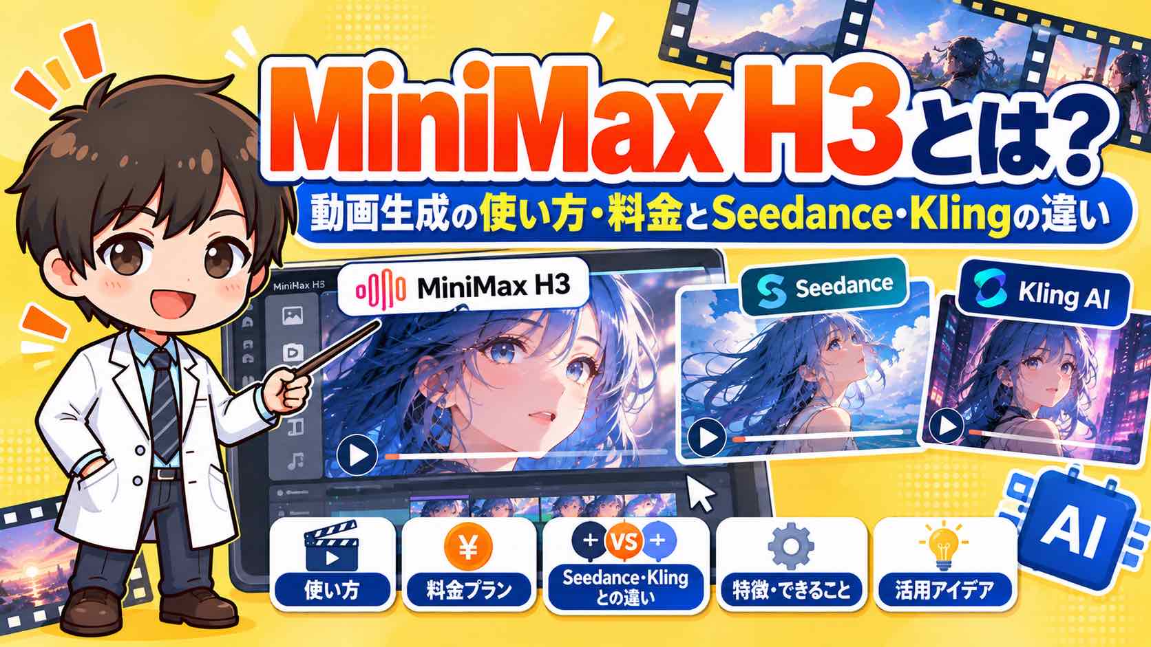 MiniMax H3とは？動画生成の使い方・料金とSeedance・Klingの違い